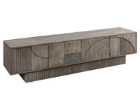 Massief houten TV Lowboard ART DECO 200cm Grijs Gerookt Mangohout 3D Front - 45481 - thumbnail