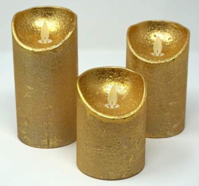 Batterijverlichting 3 kaarsen wax rustiek met bewegende vlam goud Anna's Collection - Annas collection - thumbnail
