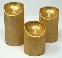 Batterijverlichting 3 kaarsen wax rustiek met bewegende vlam goud Anna's Collection - Annas collection - thumbnail