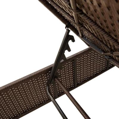 Ligbed met tafel en kussen poly rattan bruin