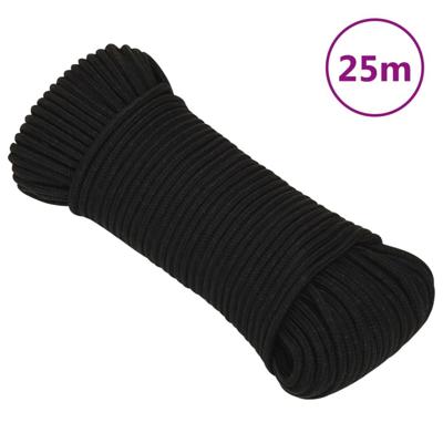 VidaXL Werktouw 5 mm 25 m polyester zwart VidaXL Werktouw 5 mm 25 m polyester zwart