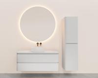 Onderkast Wiesbaden Novira 120x48 cm Afgeronde Hoeken Met 2 Laden 1 Uitsparing Mat Wit - thumbnail