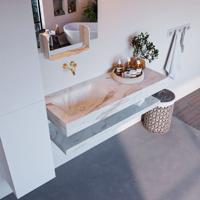 MONDIAZ ALAN-DLUX 120cm planchet Frappe. Vrijhangende wastafel CLOUD links zonder kraangat, kleur Frappe. - thumbnail