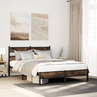 Bedframe zonder matras hout gerookt eikenkleurig 107x200 cm
