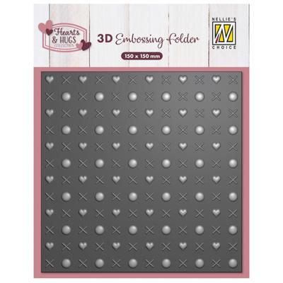 Nellie's Choice • embossing folder achtergrond knuffel en kus 15x15cm