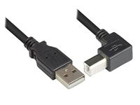 Kabel USB 2.0 A stekker/B stekker schuin 1 m - thumbnail