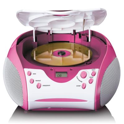 Lenco Boombox met CD-speler FM-radio en stickers Roze - SCD-24PK KIDS