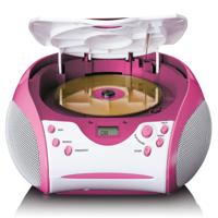 Lenco Boombox met CD-speler FM-radio en stickers Roze - SCD-24PK KIDS - thumbnail