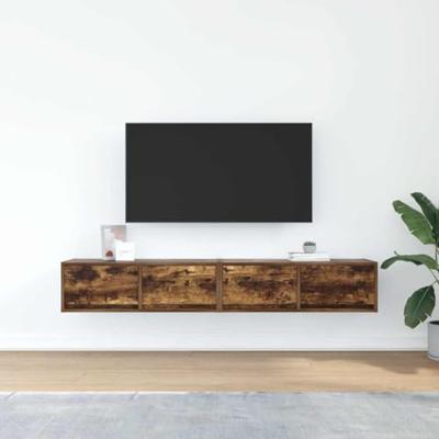 Tv-meubelen 2 st 80x31x25,5cm bewerkt hout gerookt eikenkleurig Tv-meubelen 2 st 80x31x25,5cm bewerkt hout gerookt eikenkleurig