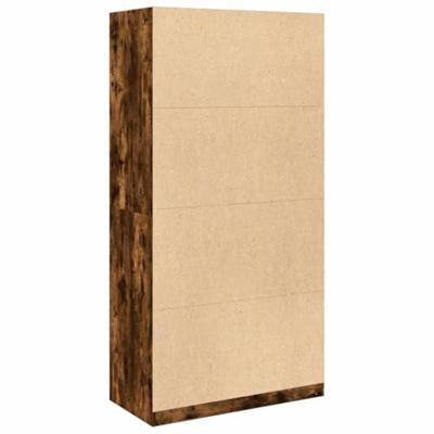 Kledingkast 100x50x200 cm bewerkt hout gerookt eikenkleurig