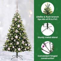 VidaXL Kunstkerstboom met scharnier 150 leds groen 120 cm pvc en pe - thumbnail