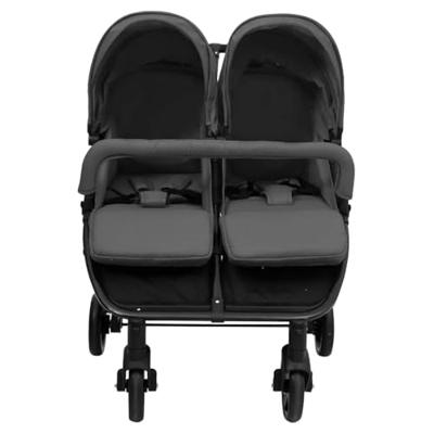 Tweeling buggy staal donkergrijs en zwart