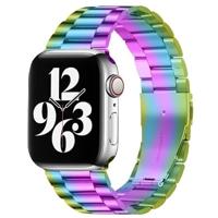 By Qubix - Stalen schakelband - Multicolor - Compatible met Apple watch 38mm / 40mm / 41mm / 42mm - Compatible Apple watch bandjes - thumbnail