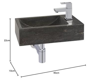 Saqu Nature Collection hardstenen fontein rechts 40x22x10cm