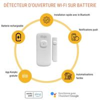 Konyks Senso Charge 2 - Wi-Fi-openingsdetector op batterijen voor deuren en ramen, batterijduur van 1 jaar, smartphonemeldingen - thumbnail