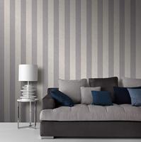 Dutch Wallcoverings Behang Carat Deluxe Streep Beige/Zilver 10077-02 - thumbnail