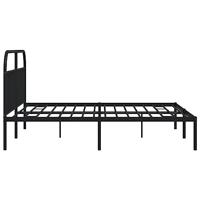 Bedframe met hoofdbord metaal zwart 193x203 cm - thumbnail