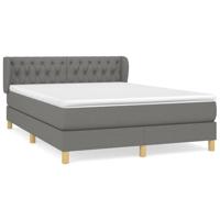 Boxspring met matras stof donkergrijs 140x200 cm - thumbnail
