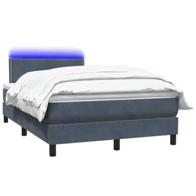 Boxspring met matras en LED fluweel donkergrijs 120x220 cm