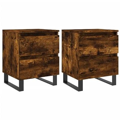 Nachtkastjes 2 st 40x35x50 cm bewerkt hout gerookt eikenkleurig