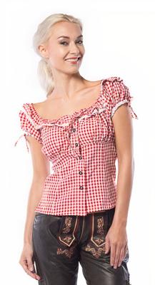 Tiroler blouse dames Liesl Rood/Wit