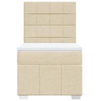 Boxspring met matras stof crèmekleurig 160x200 cm - thumbnail