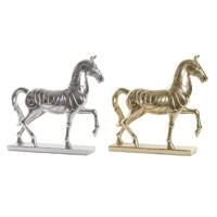 Decoratieve figuren DKD Home Decor 34 x 9,5 x 33,5 cm Paard Zilverkleurig Gouden (2 Stuks) - thumbnail