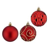 Kerstballen PVC Ø 6 cm 6 Stuks Rood Plastic - thumbnail