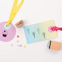 Set houten stempels, 9 stempels + 2 inkten HAPPY BIRTHDAY FOLIA hout - thumbnail