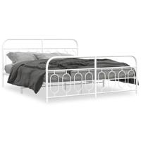 Bedframe met hoofd- en voeteneinde metaal wit 193x203 cm - thumbnail