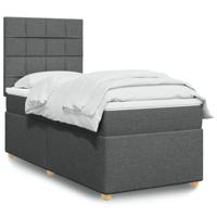 Boxspring met matras stof donkergrijs 90x200 cm - thumbnail