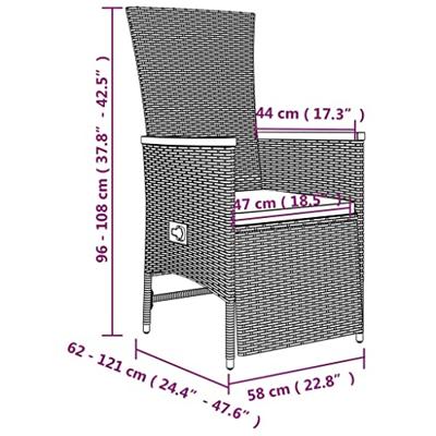 5-delige Tuinset met kussens poly rattan grijs