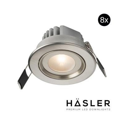 Inbouwspot Häsler Tarragona Incl. Fase Aansnijding Dimbaar 8 cm 4 Watt Warm Wit RVS Set 8x Inbouwspot Häsler Tarragona Incl. Fase Aansnijding Dimbaar 8 cm 4 Watt Warm Wit RVS Set 8x
