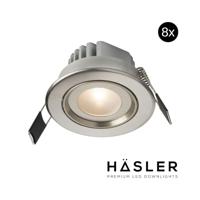 Inbouwspot Häsler Tarragona Incl. Fase Aansnijding Dimbaar 8 cm 4 Watt Warm Wit RVS Set 8x - thumbnail