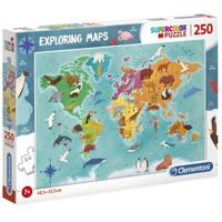 Clementoni legpuzzel Exploring Maps: Dieren 250 stukjes - thumbnail