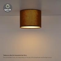 Corduroy Plafondlamp - Cilinder - Brown - Scandinavische stijl - ø22 x 17 cm - E27 Fitting - Geschikt voor Woonkamers en slaapkamers - thumbnail