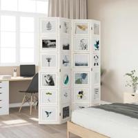 Kamerscherm met 4 panelen massief paulowniahout wit - thumbnail