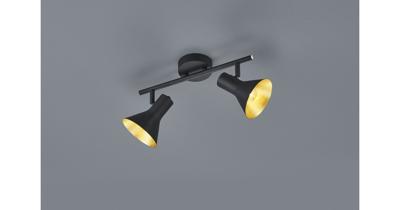 Trio Stoere plafondspotNina 2-lichts zwart met goud - R80162002