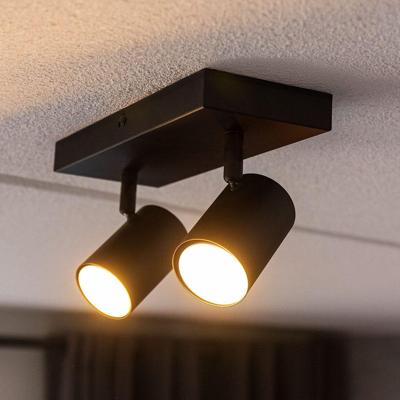 Lark - LED Plafondlamp - 2 spots - GU10 Fitting - Kantelbaar & Draaibaar - Zwart