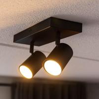 Lark - LED Plafondlamp - 2 spots - GU10 Fitting - Kantelbaar & Draaibaar - Zwart - thumbnail