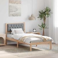 Bedframe met hoofdeinde Lichtgrijs 90 x 200 cm Stof - thumbnail