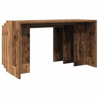 3-delige Tafeltjesset bewerkt hout oud houtkleurig - thumbnail
