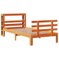 Bedframe met hoofdbord massief grenenhout wasbruin 75x190 cm - thumbnail
