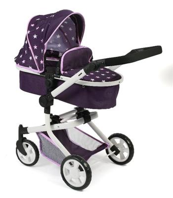 Combi-poppenwagen Mika - Stars Lila
