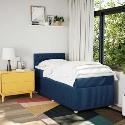 Boxspring met matras stof blauw 100x200 cm
