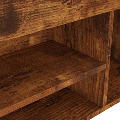 VidaXL Schoenenbank met kussen 104x30x49 cm bewerkt hout gerookt eiken