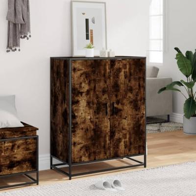 Schoenenkast 75x38x97,5 cm bewerkt hout en metaal gerookt eiken