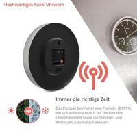 Mebus 19777 Wandklok Zendergestuurd 25 cm x 5 cm Zilver Slepend uurwerk (geluidsloos) - thumbnail