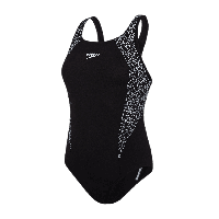 Speedo badpak Splice Flyback dames polyester zwart/wit - thumbnail