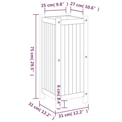 VidaXL Plantenbak met voering 31x31x75 cm massief acaciahout